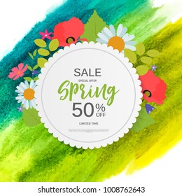 Abstract Design Spring Sale Banner Template. Vector Illustration EPS10