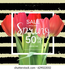 Abstract Design Spring Sale Banner Template. Vector Illustration EPS10
