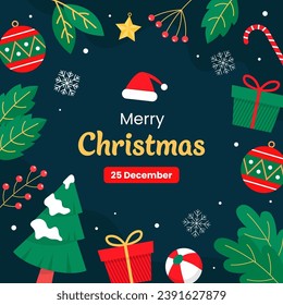 Abstract design square background for Christmas and New Year celebration