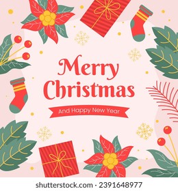 Abstract design square background social media for Christmas and New Year celebration