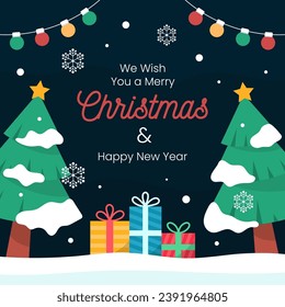 Abstract design square background social media for Christmas and New Year celebration