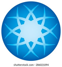 An abstract design of a star inside a circle shape.