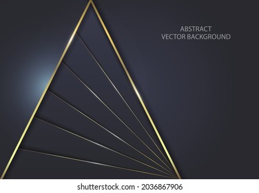 Abstract Design. Straight Gold Lines On A Dark Blue Background.