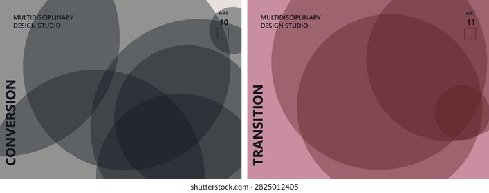 Abstract design studio concept with overlapping circles and text labels