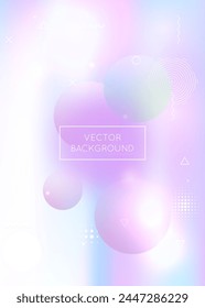 Abstract Design. Summer Dots. Round Fluorescent Elements. Purple Tech Fluid. Trendy Flyer. Holographic Texture. Rainbow Shape. Magic Poster. Blue Abstract Design