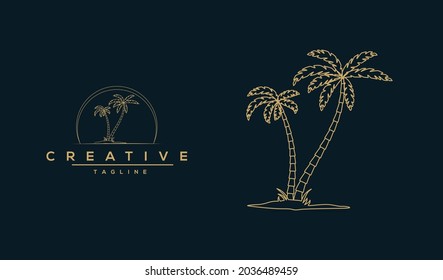 Abstract design summer logo template with palm trees minimal designs.