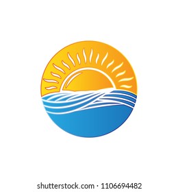Abstract design of sun and sea icon. 