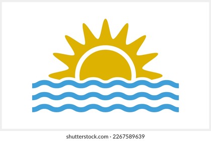 Abstract design of sun and sea. Wave water. Logo template. Summer vacation symbol. Vector stock illustration EPS 10