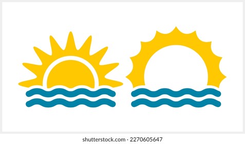 Abstract design of sun and sea. Wave water. Logo template. Summer vacation symbol. Vector stock illustration EPS 10