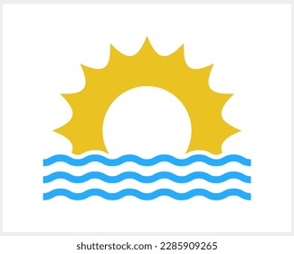 Abstract design of sun and sea. Wave water. Logo template. Summer vacation symbol. Vector stock illustration EPS 10