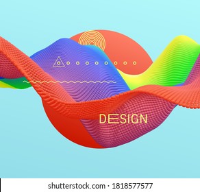 Abstract design of sun and wave. 3D background with place for your text. Design for banner, flyer, poster, cover or brochure.