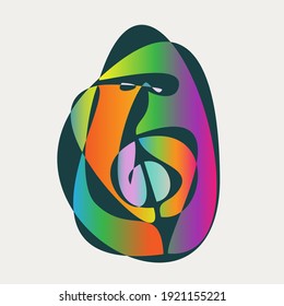 Diseño abstracto de retrato facial surrealista. Cara dibujada a mano con un toque de cubismo en colores divertidos. El arte conceptual se puede usar para la moda, el tratamiento de belleza, la salud y el bienestar mental.