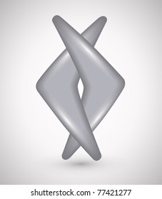 Símbolo de diseño abstracto gris plateado, vector.