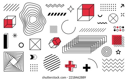  Abstract design symbols and elements. Set Of Geometric Shapes. Vector illustration
