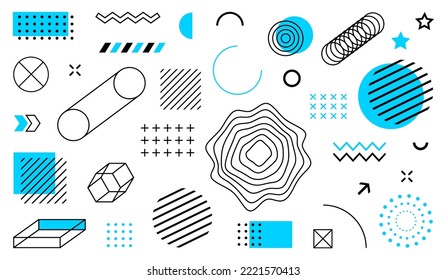  Abstract design symbols and elements. Set Of Geometric Shapes. Vector illustration