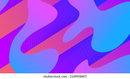 Abstraktes Design. Technologie-Einladung. Wavy Landing Page. Regenbogenformen. Mobile Rahmen. Geometrischer Hintergrund. Art Futuristic Layout. Blue Plastic Flyer. Abstraktes Violett-Design
