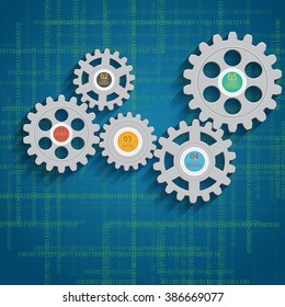 Abstract design template background with gear wheels. Vector illustration.