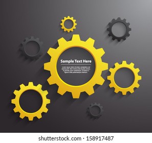 Abstract design template background with gears / cogwheels for websites (UI) or business design banners. Clean and modern style