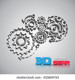 Abstract design template background with gears cogwheels for websites, infographics or business design banners. Vector illustration.