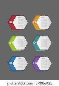 abstract design template with colorful option infographic hexagons