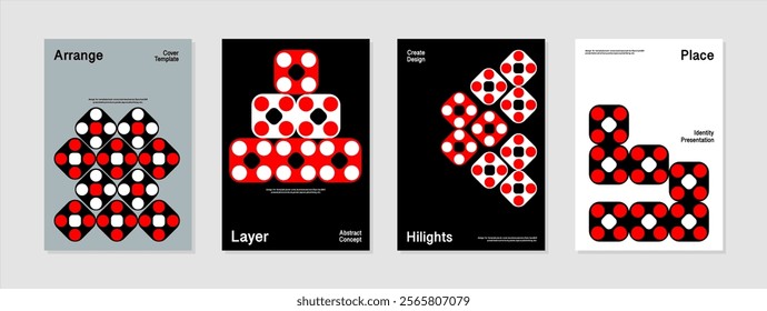 Abstract design template creative layout. This is a geometric abstract background vector illustration. black gray red white. Design for book cover, brochure, poster, banner, handbill, marketing