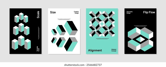 Abstract design template creative layout. This is a geometric abstract background vector illustration. black gray green white. Design for cover, brochure, poster, banner, handbill, marketing, business