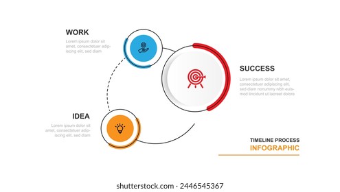 Abstract design template infographic vector element with line circle concept and 3 process or option