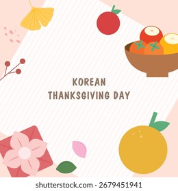 Modelo de design abstrato para cartões de saudação Chuseok coreanos