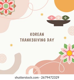 Modelo de design abstrato para cartões de saudação Chuseok coreanos