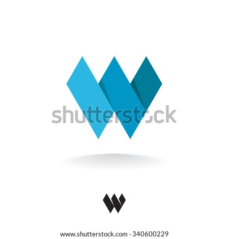 Abstract design template logo icon letter W. Isolated on white background. Vector illustration.