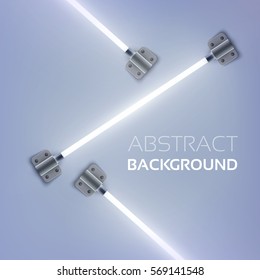 Abstract design template with neon tubes attached by metal plates on light background vector illustration
