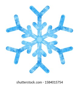 Abstract design template with polygonal snowflake for decoration design. Vector decorative background. Winter symbol. Low poly banner with snowflake on white background for decorative design