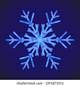 Abstract design template with polygonal snowflake for decoration design. Vector decorative background. Winter symbol. Low poly banner with snowflake on blue background for decorative design