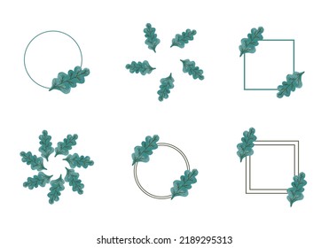 Abstract design template with set frames autumn watercolor for decorative design. Garden botanical wallpaper. Vintage pattern. Vintage vector set. 