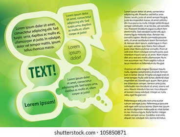 Abstract Design Template - Speech Bubbles With Copyspace on Green Bokeh Background