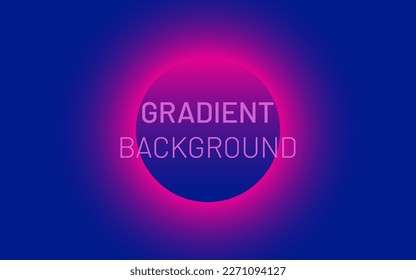 Abstract design template with vibrant gradient shape. Bright colors. Empty blue circular space with pink glow.