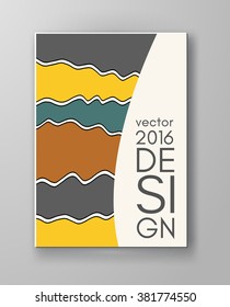 Abstract design templates. Brochures unusual color shapes style. Vintage frames and backgrounds. Vector Illustration.