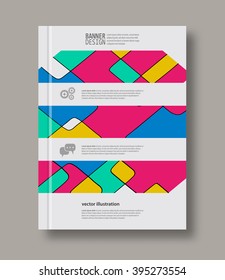 Abstract design templates. Brochures unusual color shapes style. Vintage frames and backgrounds. Vector Illustration.