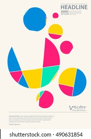 Abstract design templates. Brochures unusual color shapes style. Vintage frames and backgrounds. Vector Illustration.