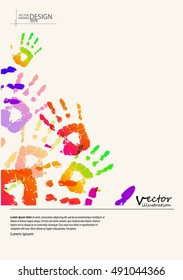 Abstract design templates. Brochures unusual color handprint style. Vintage frames and backgrounds. Vector Illustration.