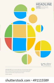Abstract design templates. Brochures unusual color shapes style. Vintage frames and backgrounds. Vector Illustration.