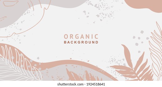 Abstract design templates in modern style with leaves and organic shapes. Trendy vector background. Good for cover, invitation, banner, poster, flyer, wedding backdrops, social media stories wallpaper