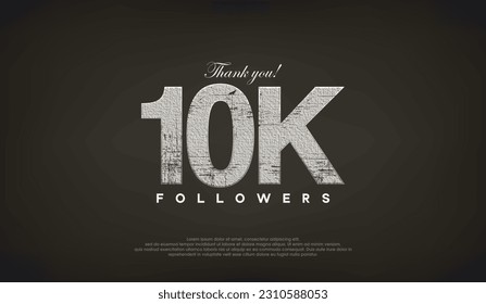 Abstract design thank you 10k followers, with gray color.