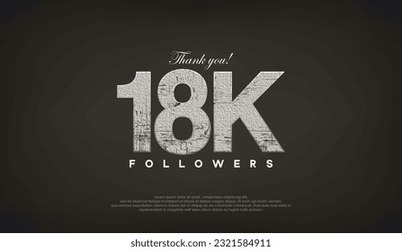 Abstract design thank you 18k followers, with gray color.