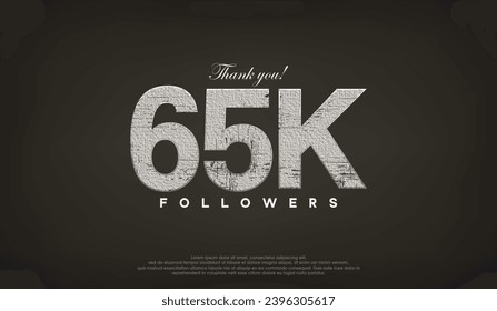 Abstract design thank you 65k followers, with gray color.