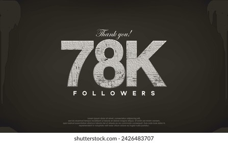 Abstract design thank you 78k followers, with gray color.