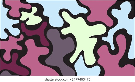 Abstract design that is irregular in shape and minimalist. pastel colors isolated on a black background