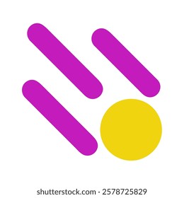 Abstract design with three lines and a circle shape