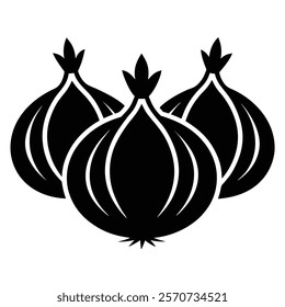 Abstract design of three onion silhouettes for graphics