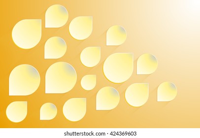 Abstract design transparent paper drops on sunny background